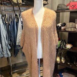 Adrienne Vittadini Fuzzy Tan Women's Poncho